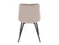 Eetkamerstoel met beige gestoffeerde rugleuning en zitting, en zwarte poten