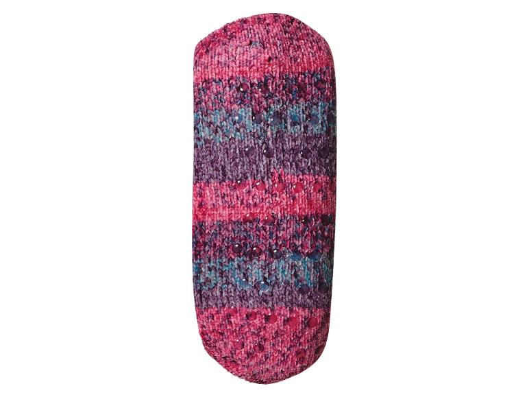 Gebreide sok met veelkleurige strepen en antislip stippen