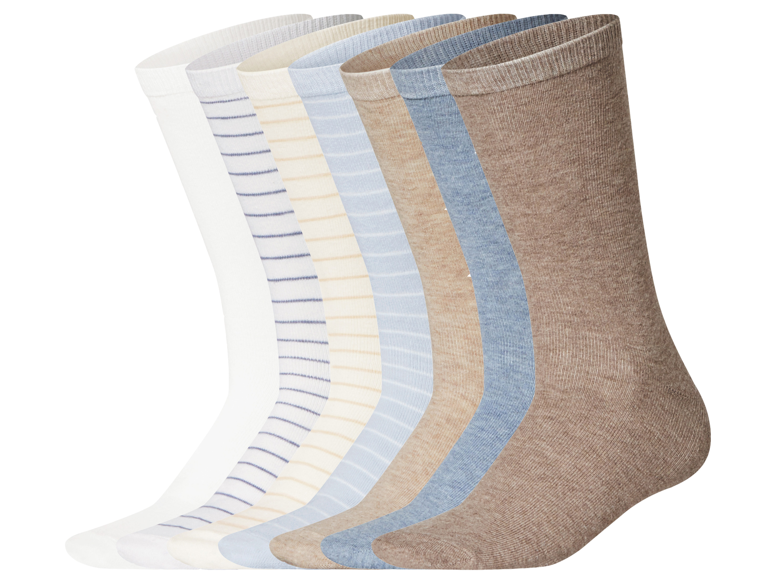 esmara 7 Paar sokken (wit/blauw/beige, 35-38)