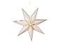Witte kerstster met gouden randen en kleine stervormige openingen.