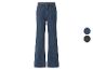 Blauwe flared jeans met twee kleuropties.