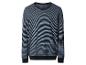 Gestreept V-hals sweatshirt met lange mouwen in blauw, zwart en bruin.