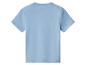 Effen blauw T-shirt met korte mouwen, achterkant.