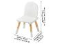 Witte kinderstoel met houten poten, afmetingen ca. 51,5 cm (hoogte) x 28 cm (breedte) x 28 cm (diepte).