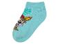 Turquoise kindersokken met een cartoonprint.