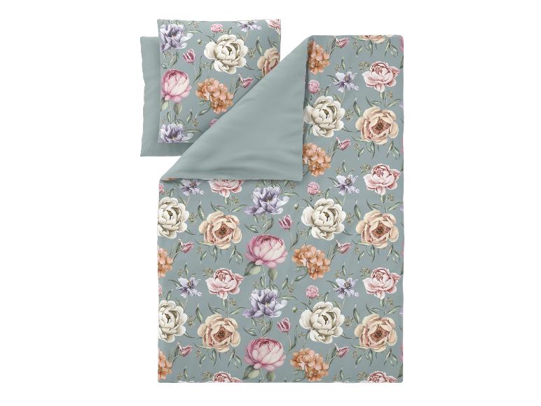 Dekbedovertrekset met bloemenprint in lichtgroen.