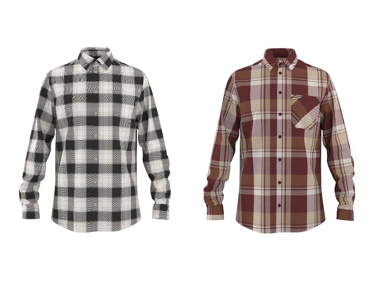 ESMARA MEN Heren Flanellhemd: Geruite flanellen overhemden in zwart/wit en rood/beige