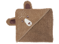 Bruine babyhanddoek met capuchon en geborduurde beer