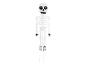 Witte skelet Halloween decoratie met gloeiende blauwe ogen en een standaard.