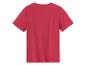 Een rood T-shirt met korte mouwen.