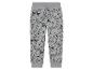 Grijze kinderjoggingbroek met dierenprint: wasberen, beren en krokodillen.