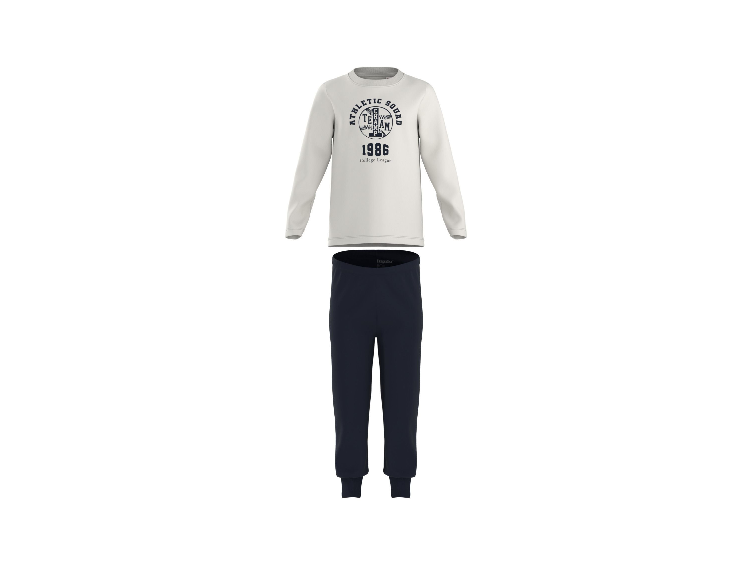 LUPILU Kinder pyjama (Wit/donkerblauw, 98/104)