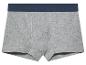 Grijze boxershorts met donkerblauwe band.