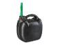 Zwarte benzine jerrycan met groene tuit.