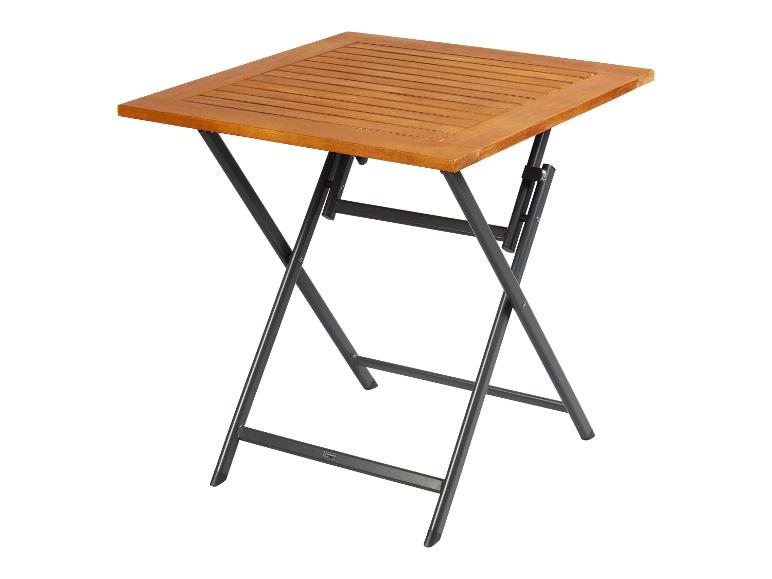 Vouwbare houten en metalen tafel.