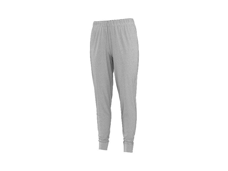 Grijze heren joggingbroek met elastische tailleband en boorden bij de enkels.