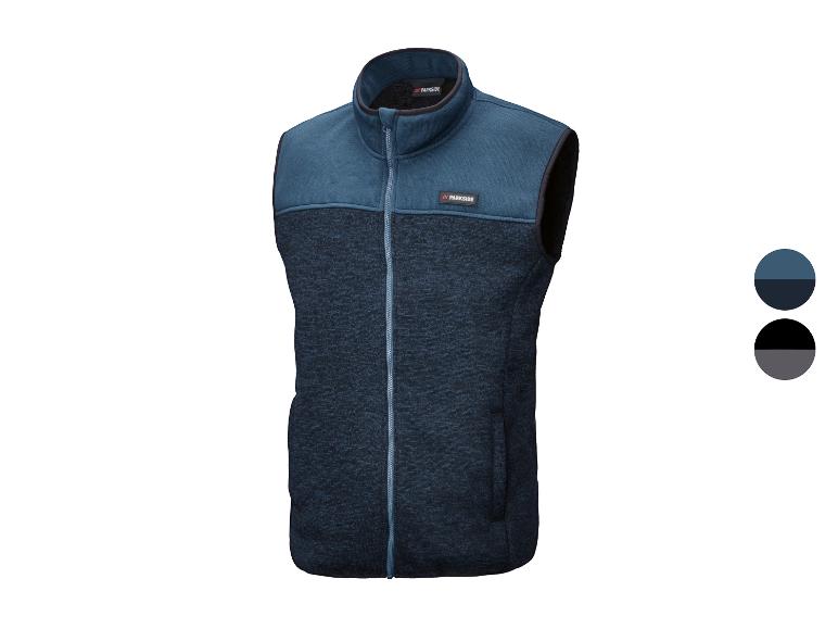 Parkside heren fleecevest in blauw met zwarte details en rits.