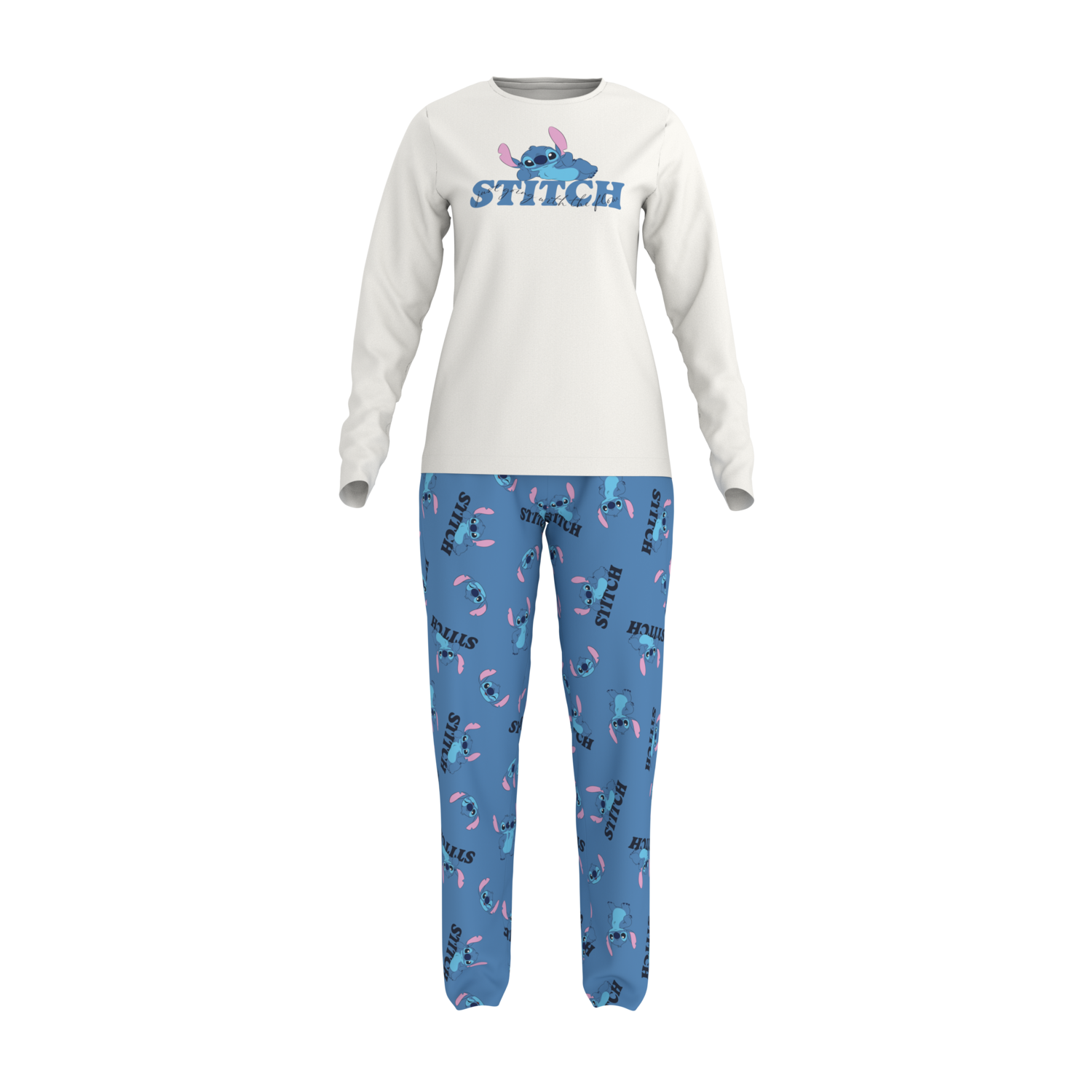 Dames pyjama (Stitch/wit/blauw, XS (32/34))