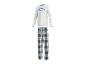 Herenpyjamaset met een grijs shirt met lange mouwen met de tekst 'BREAKFAST CLUB' en geruite broek.