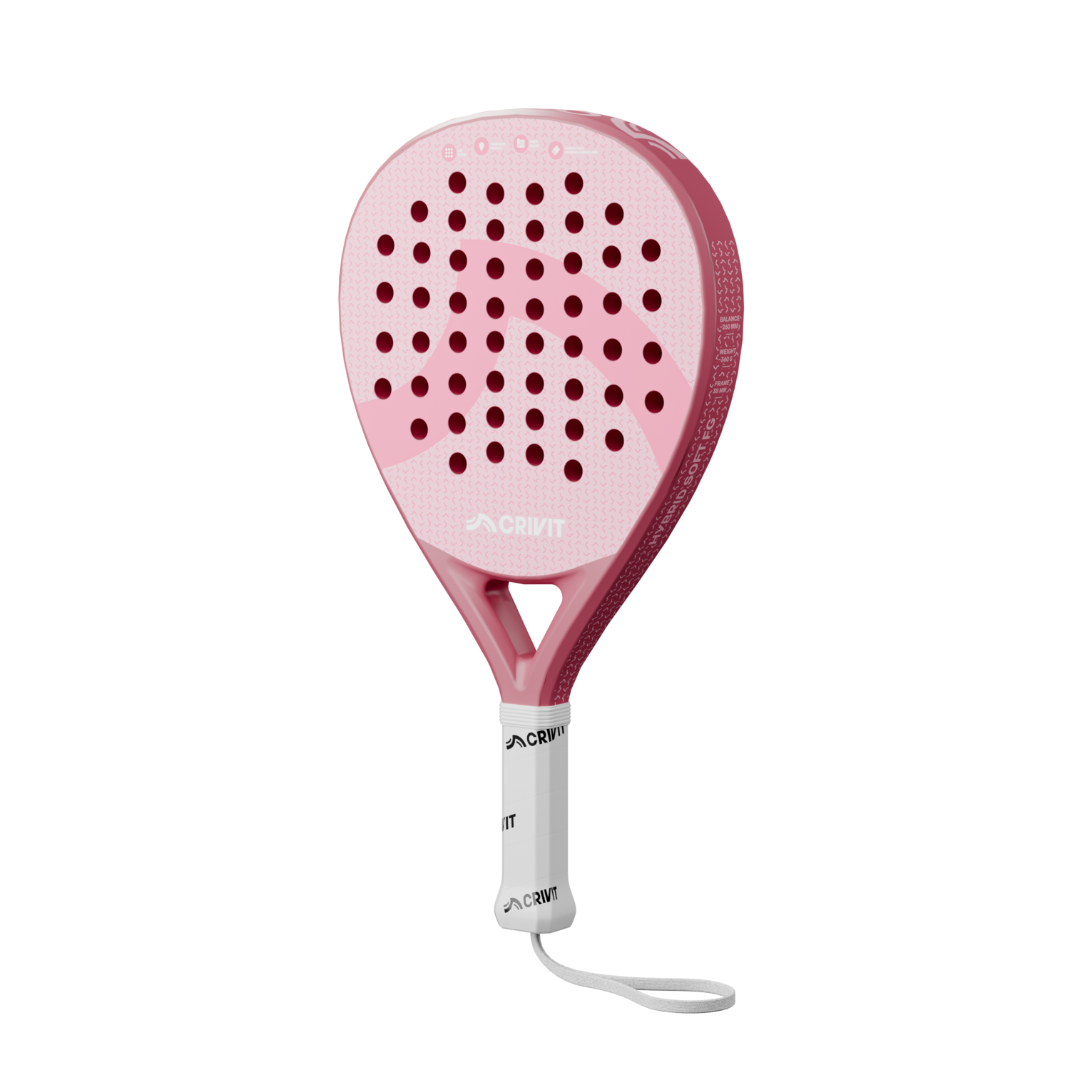 CRIVIT Padelracket Hybrid Soft FG (Roze)