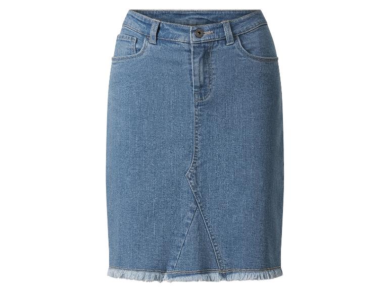 Lichtblauwe jeans potloodrok.