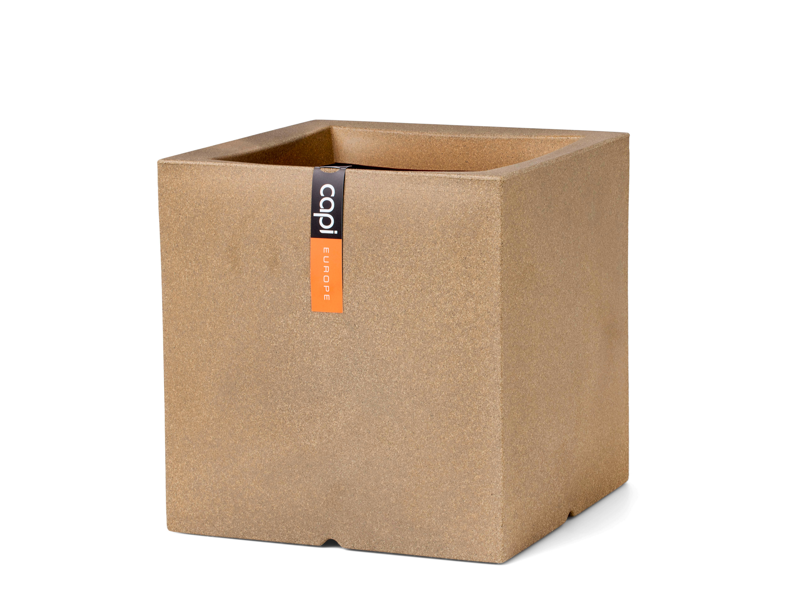 CAPI EUROPE Bloempot Smooth, vierkant (40 x 40 x 40 cm, Beige)