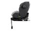 Donkergrijze babyautostoel met ISOFIX-basis en meerdere ligstanden.
