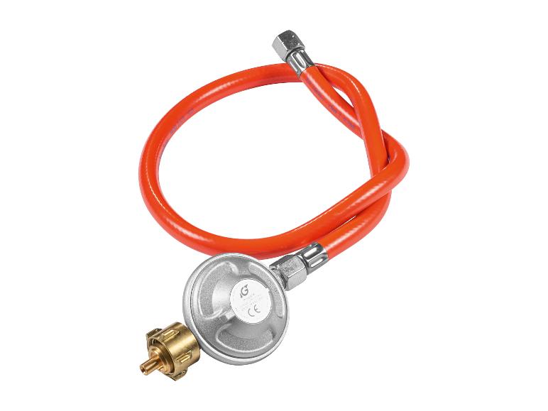 Oranje gasslang met regelaar voor gasfles