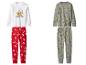 Twee kinderkerstpyjama's met Grinch- en rendierthema's.