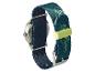 Horloge met donkerblauwe band en groene print