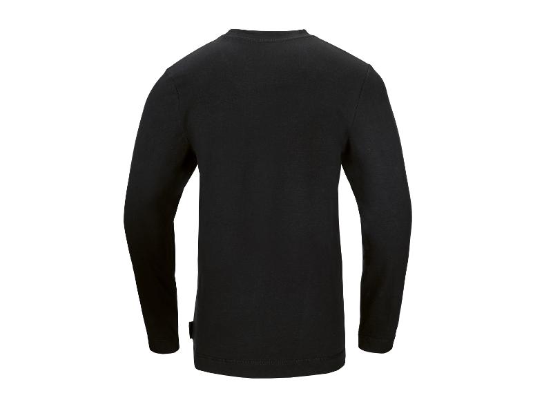 Zwart heren T-shirt met lange mouwen, achteraanzicht.