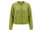 Dames limegroen gebreid vest met bruine knopen