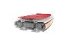 Dwarsdoorsnede van een paddleboard met interne structuur en rood getextureerd dek.
