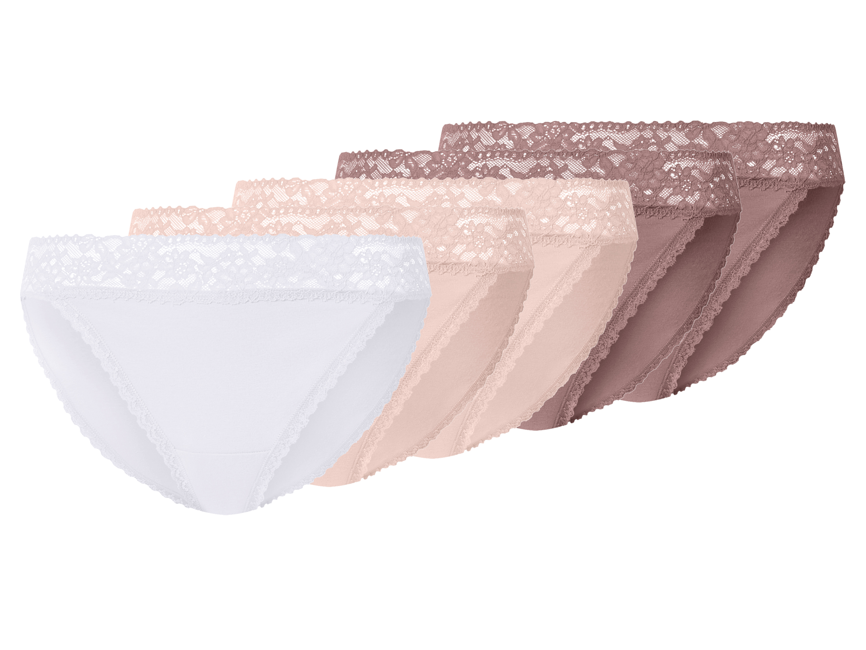 esmara Set van 5 dames onderbroeken (Roze/wit, L (44/46))