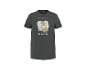 Donkergrijs heren T-shirt met 'IBIZA CARNIVAL' print en abstracte bladeren.