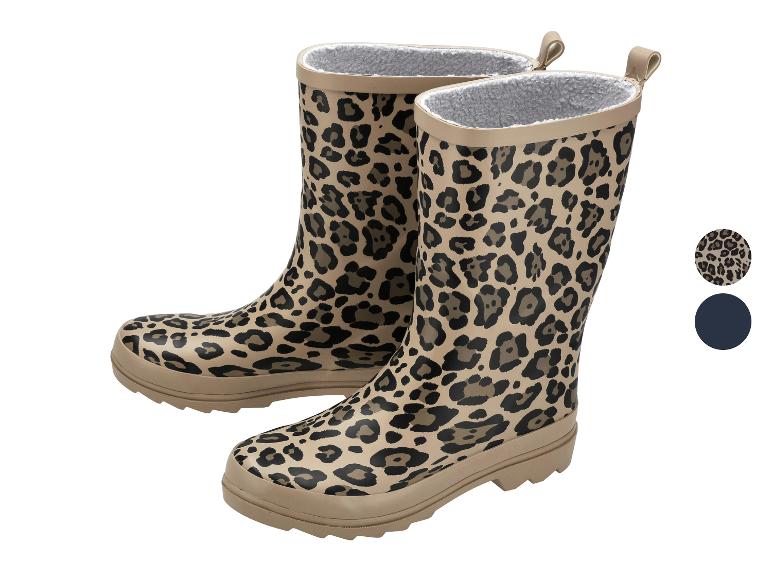 Kinderregenlaarzen met luipaardprint en pluche voering.