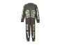 Grijze kinderpyjama met skeletprint en lichtgevende botten.