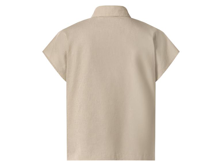 Beige herenoverhemd met korte mouwen, achterkant.
