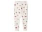 Witte geribbelde legging met roze en bruine bloemenprint
