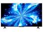 TCL televisie met scherm dat een helder blauw abstract behang toont