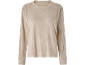 Beige damesshirt met lange mouwen van zacht velours.