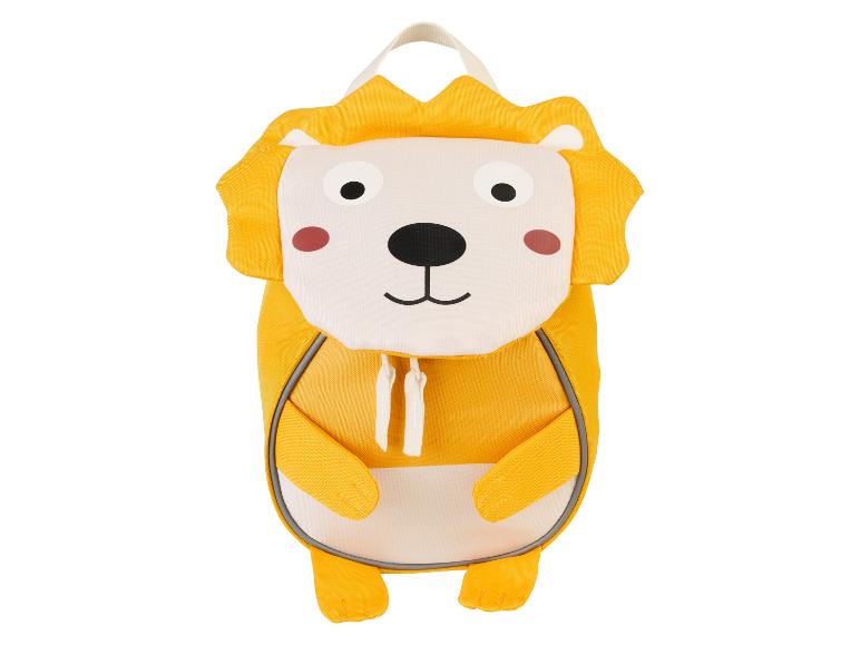 Geel leeuwenrugzakje voor kinderen, schattig design.