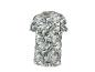 T-shirt met korte mouwen en tropische blad- en bloemenprint in groene en beige tinten.
