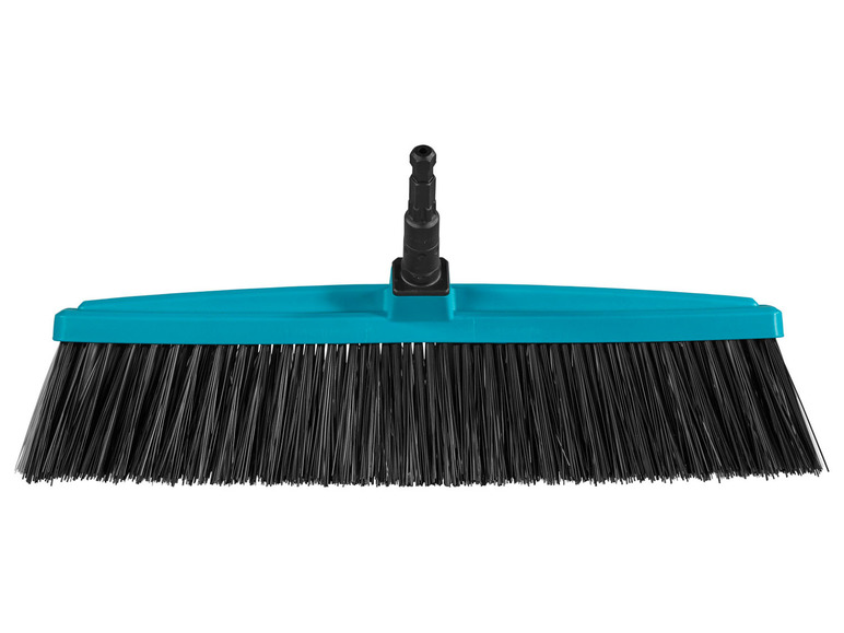 Blauwe bezem met zwarte borstels voor buiten.