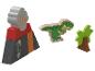 Houten dinosaurus en vulkaan speelgoedset.