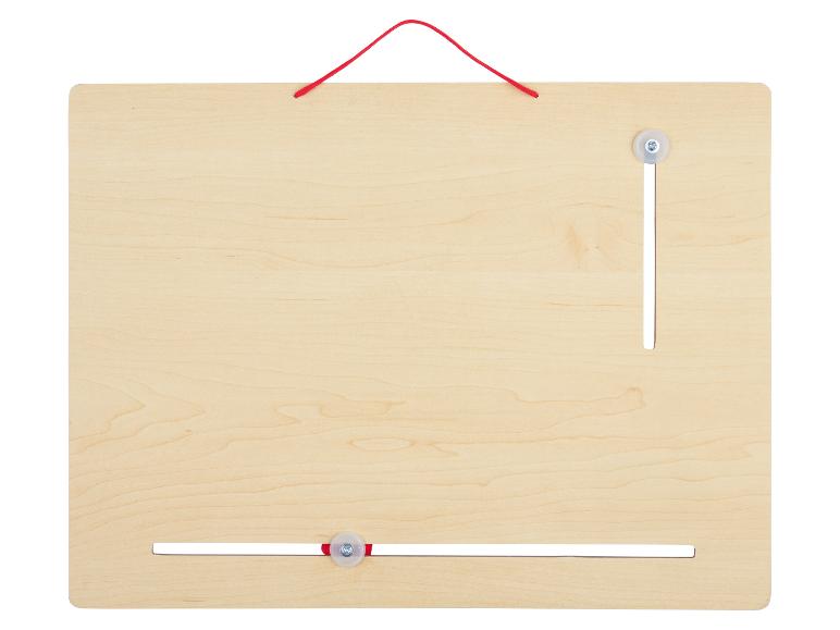 Houten leerbord met rood koord en schuifregelaars