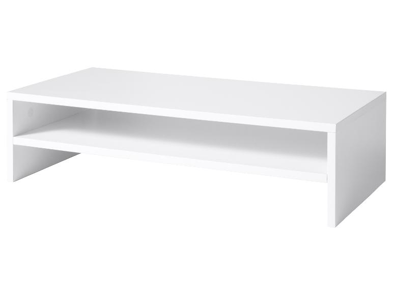 Modern wit tv-meubel met twee planken.