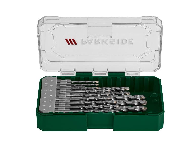 Boorset met transparante koffer, maten van 3 tot 10 mm.