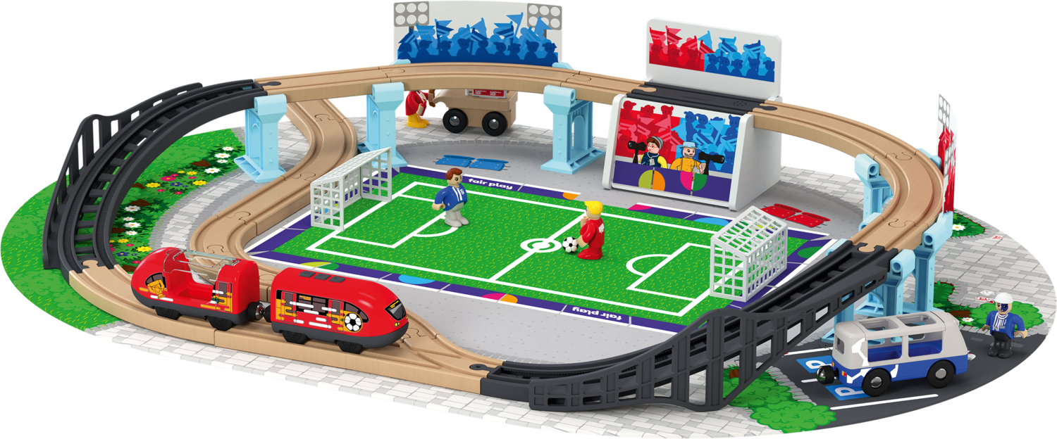 Houten treinset, brandweer of voetbal
