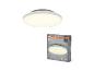 Ronde frameloze plafondlamp met warm licht, 2400 lm, 20 W, 3000 K, en de verpakking.